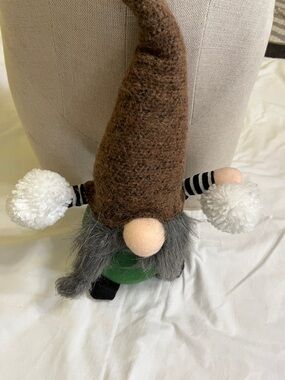 Felt Gnome Figurine in Brown and Green - Decorative Home Accent door stopper